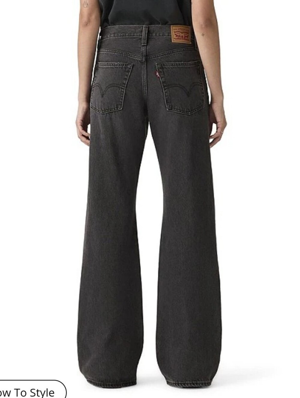 Levi's Middy Loose Bootcut Jeans in Washed Black - Picture 3 of 10